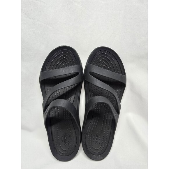 Crocs Swift water Seasonal Sandal Slide Lightweight All Black Size 8 - Picture 9 of 15